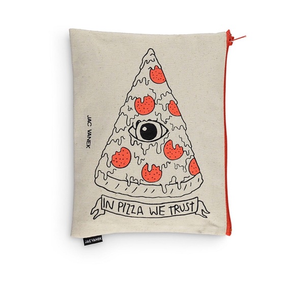 new Jac Vanek ★ In Pizza We Trust Pouch ★ Canvas - Picture 4 of 8